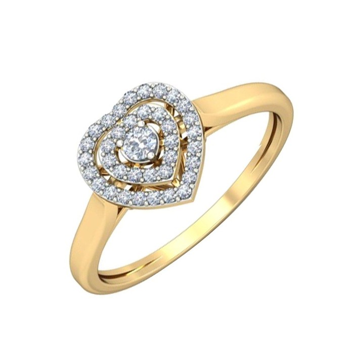 14 Kt Yellow Gold Heart Shaped Solitaire Diamond Engagement Rings For Her 